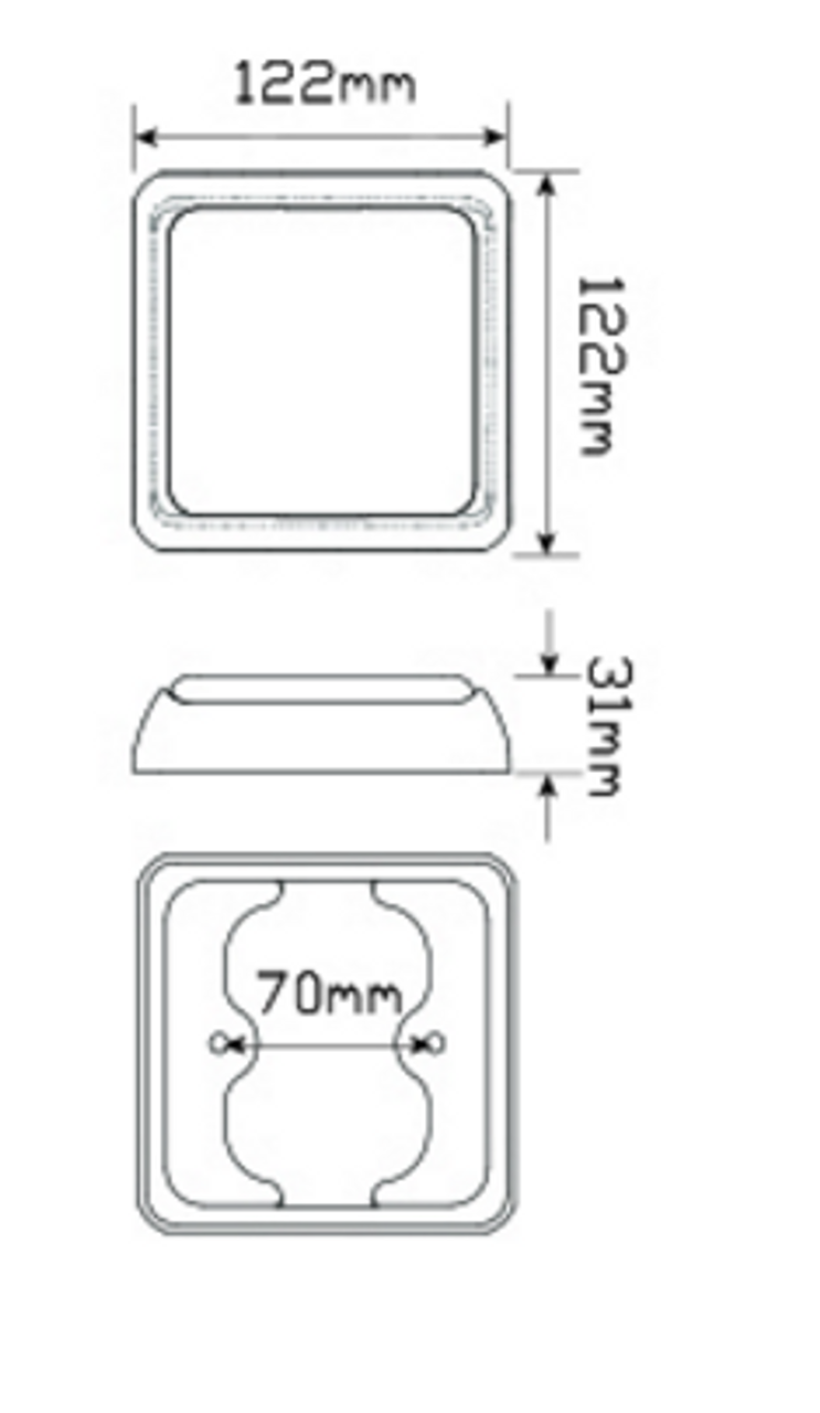 Line Drawing - 100BSTIM - Stop, Tail, Indicator Multi-Volt 12v & 24v Single Pack. AL Ultimate LED. 