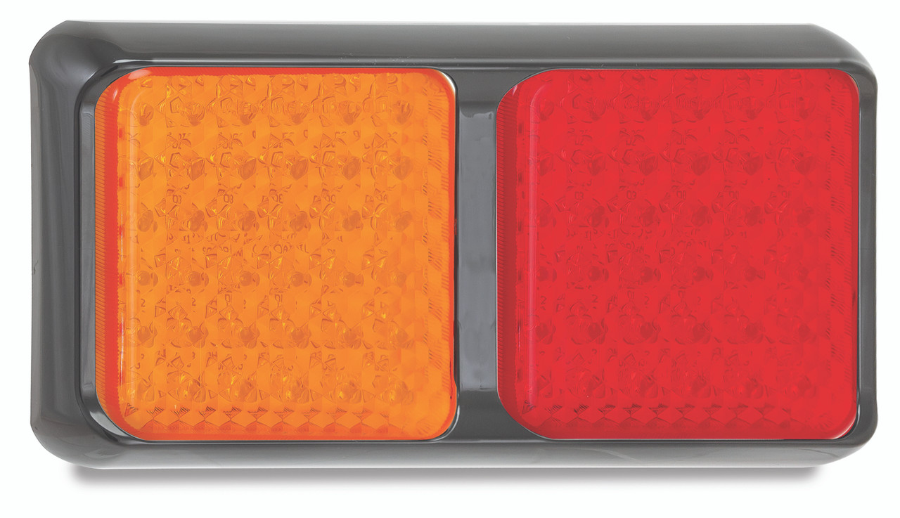 80BARM - Stop Tail Indicator Light Double Light Bar Multi-Volt 12v & 24 Volt Systems. Black Housing Red and Amber Lens & Red and Amber LED. Caravan Friendly. LED Auto Lamps. Ultimate LED. 