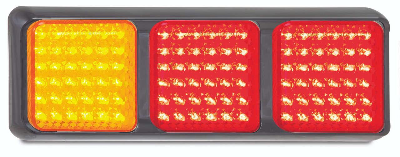 80BARRM - Stop, Tail, Indicator Light Triple Light Bar Multi-Volt 12v & 24 Volt. Caravan Friendly. Black Housing Red and Amber Lens & Red and Amber LED. LED Auto Lamps. Ultimate LED. 