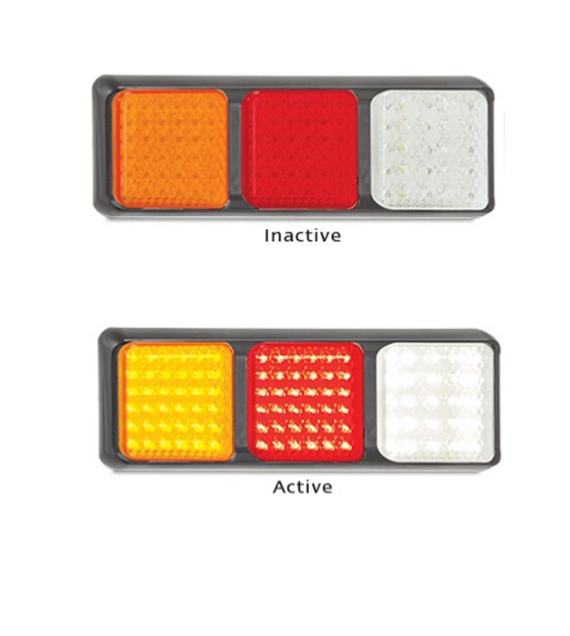 80BARWM - Stop, Tail, Indicator, Reverse Light Triple Light Bar Multi-Volt 12v & 24v. Caravan Friendly. Black Housing Red, Amber & Clear Lens & Red, Amber & White LED. LED Auto Lamps. Ultimate LED. 