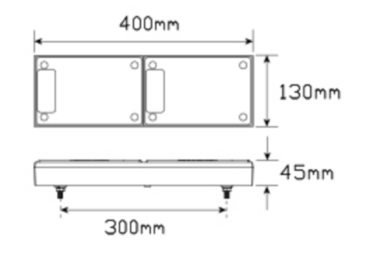 Line Drawing - J2BARM - Mini Jumbo Combination LED Tail Light. Stop, Tail, Indicator Light with Reflectors Multi-Volt 12v & 24v. Caravan Friendly. Blister Single Pack. LED Auto Lamps. Ultimate LED.