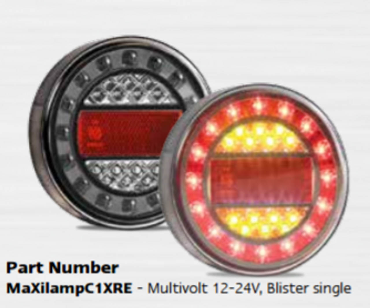 MAXILAMPC1XRE - Modern and Stylish Maxilamp Stop, Tail, Indicator with Reflector Light. Outer Smoked Lens. 12v & 24 Volt DC. Single Pack. LED Auto Lamps. Ultimate LED. 