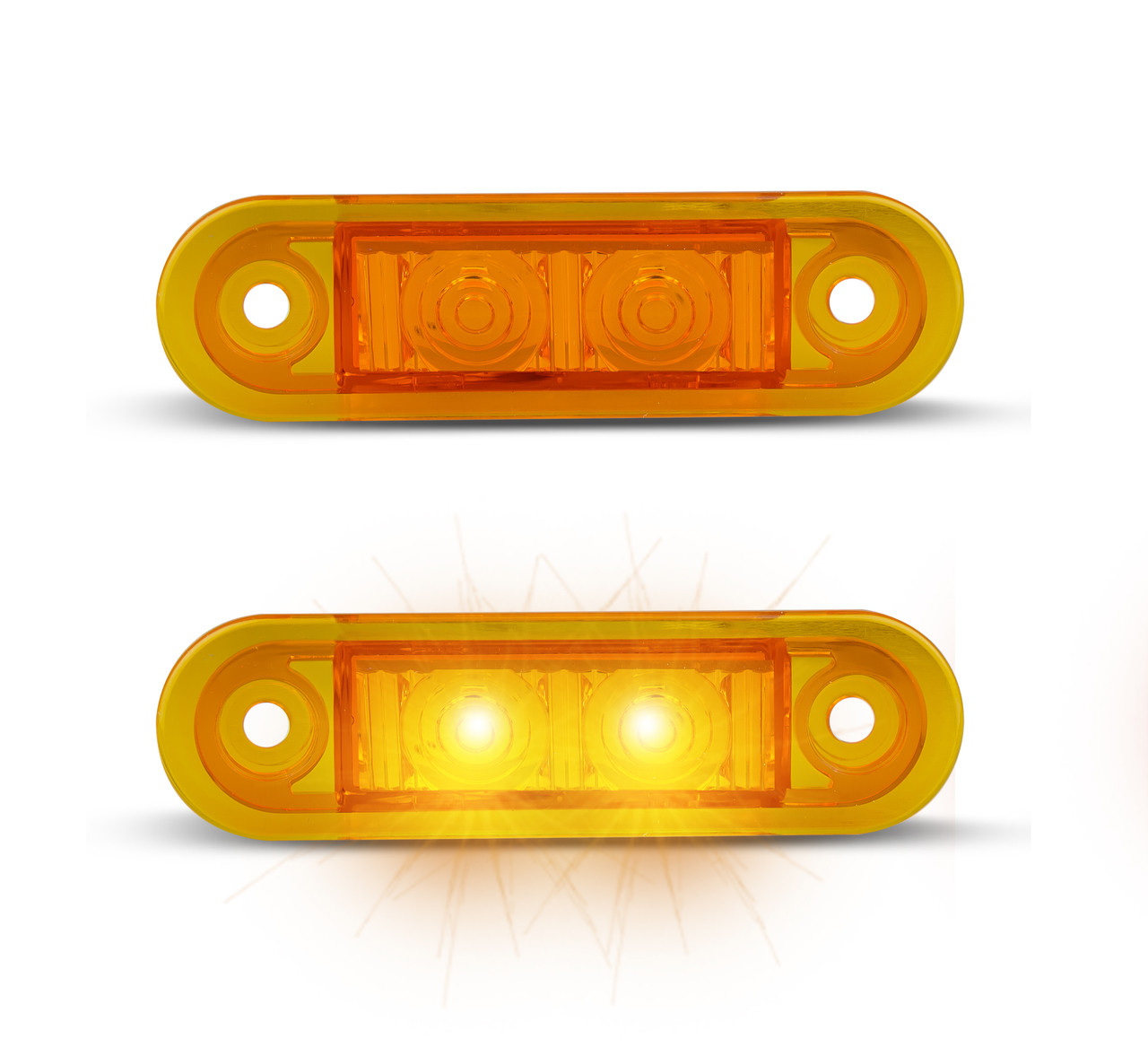 7922AM2 - Amber Side Marker LED Clearance Light Multi-Volt 12v & 24 Volt Twin Pack Amber Lens & Amber LED Flush Mount. LED Auto Lamps. Ultimate LED. 