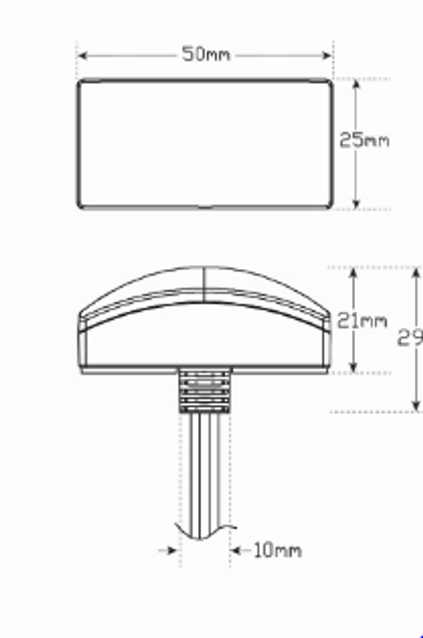 Line Drawing - 5025WM2 - Front End Outline Marker Light, 3M Mounting Tape, Multi-Volt 12v & 24v Twin Pack Black Housing Clear Lens & White LED. LED Auto Lamps. Ultimate LED.  