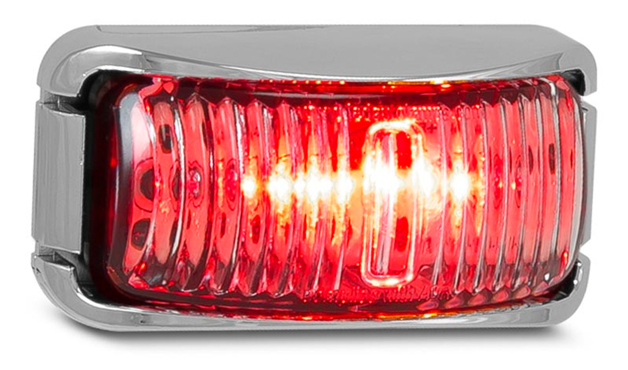 42CRMB - Rear End Outline Marker Light Multi-Volt 12v & 24v. Caravan Friendly. Single Pack Chrome Bracket Clear Lens & Red LED. LED Auto Lamps. Ultimate LED.   