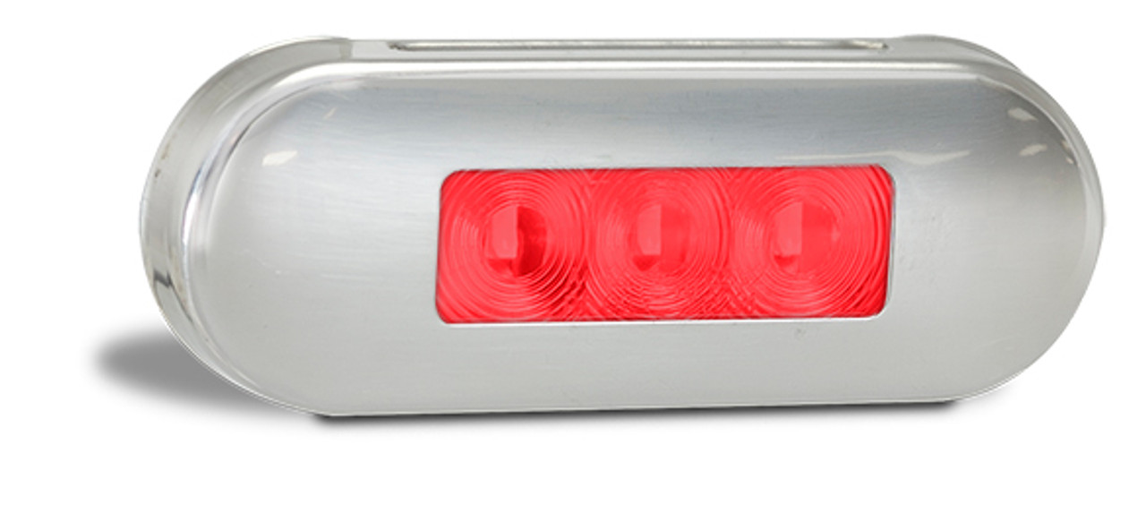 86RRM - Rear End Outline Marker Light. Red Lens & Red LED. Multi-Volt 12v & 24v Blister Single Pack Chrome Surrounding. Autolamp. Ultimate LED.