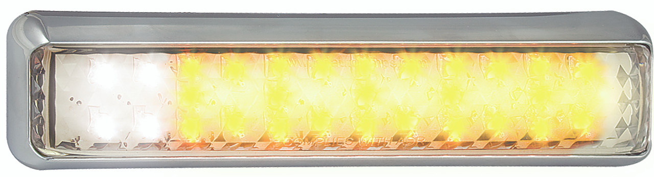 200CAW - Front Indicator Marker Lamp 12v Clear Lens & Amber and White LED Single Pack. LED Auto Lamps. Ultimate LED. 