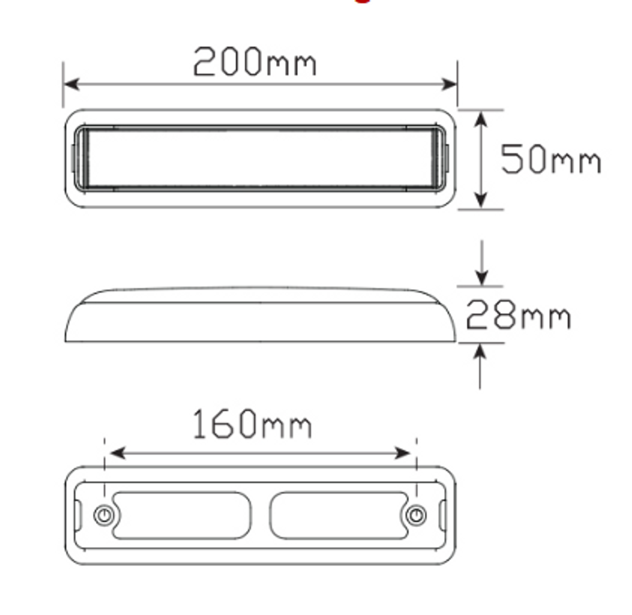 Line Drawing  -  200CAW - Front Indicator Marker Lamp 12v Clear Lens & Amber and White LED Single Pack. LED Auto Lamps. Ultimate LED. 