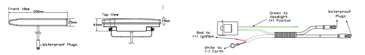 Line Drawing - LEDRL2 - Daytime Running Light with Harness Kit . Multi-Volt Clear Lens & White LED Twin Pack. LED Auto Lamps. Ultimate LED.