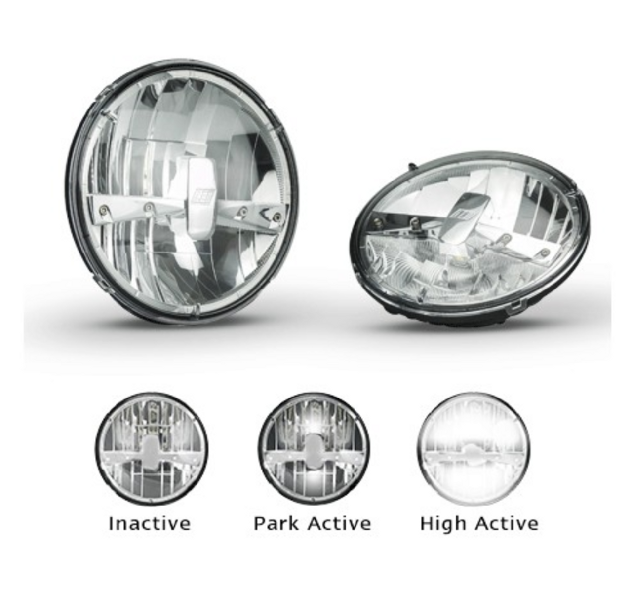 HL174 - 7inch Sealed Beam Headlamp High Beam with Park Function. Multi-Volt 10v & 32v Blister Twin Pack. LED Auto Lamps.  Ultimate LED. 