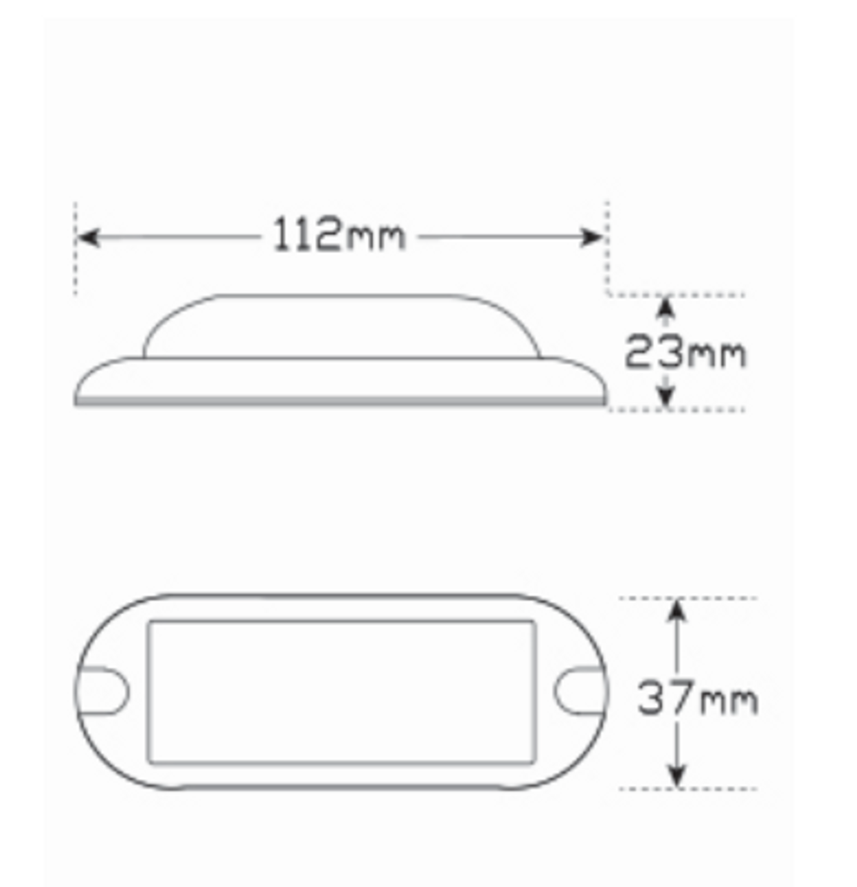 Line Drawing - 90RM - Emergency Lamp Red Clear Lens Multi-Volt Single Pack. AL. Ultimate LED. 