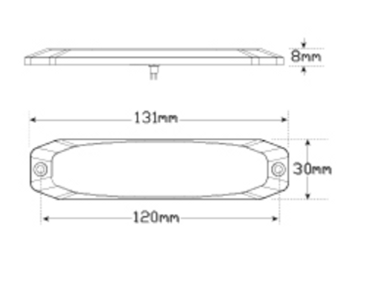 Line Drawing - 120035RM - Emergency Lamp Strobe Red Clear Lens Multi-Volt Single Pack. AL. Ultimate LED. 