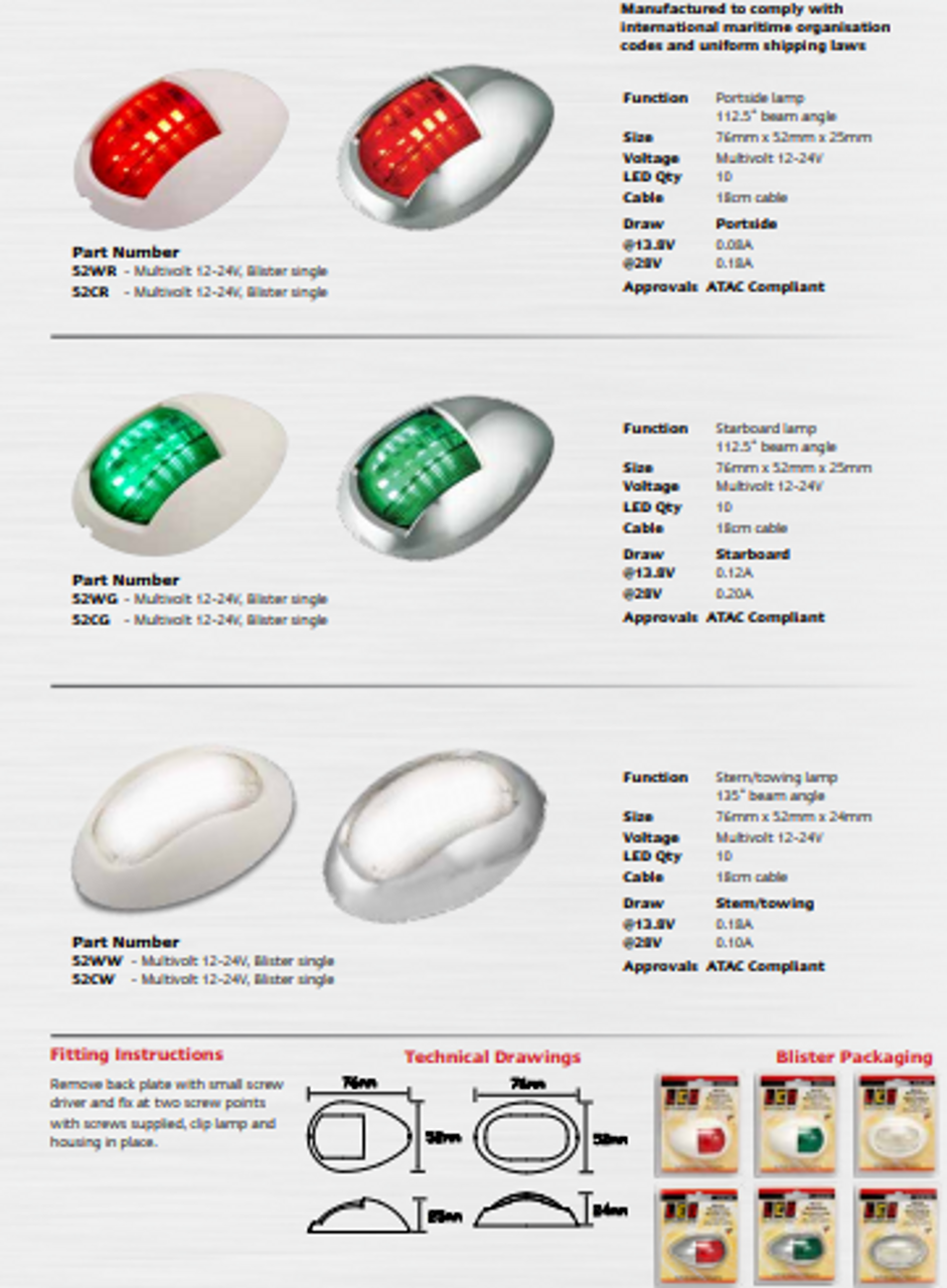 Data Sheet - 52WW - Navigational Lamps White Single Pack Multi-Volt White Housing. AL. Ultimate LED.