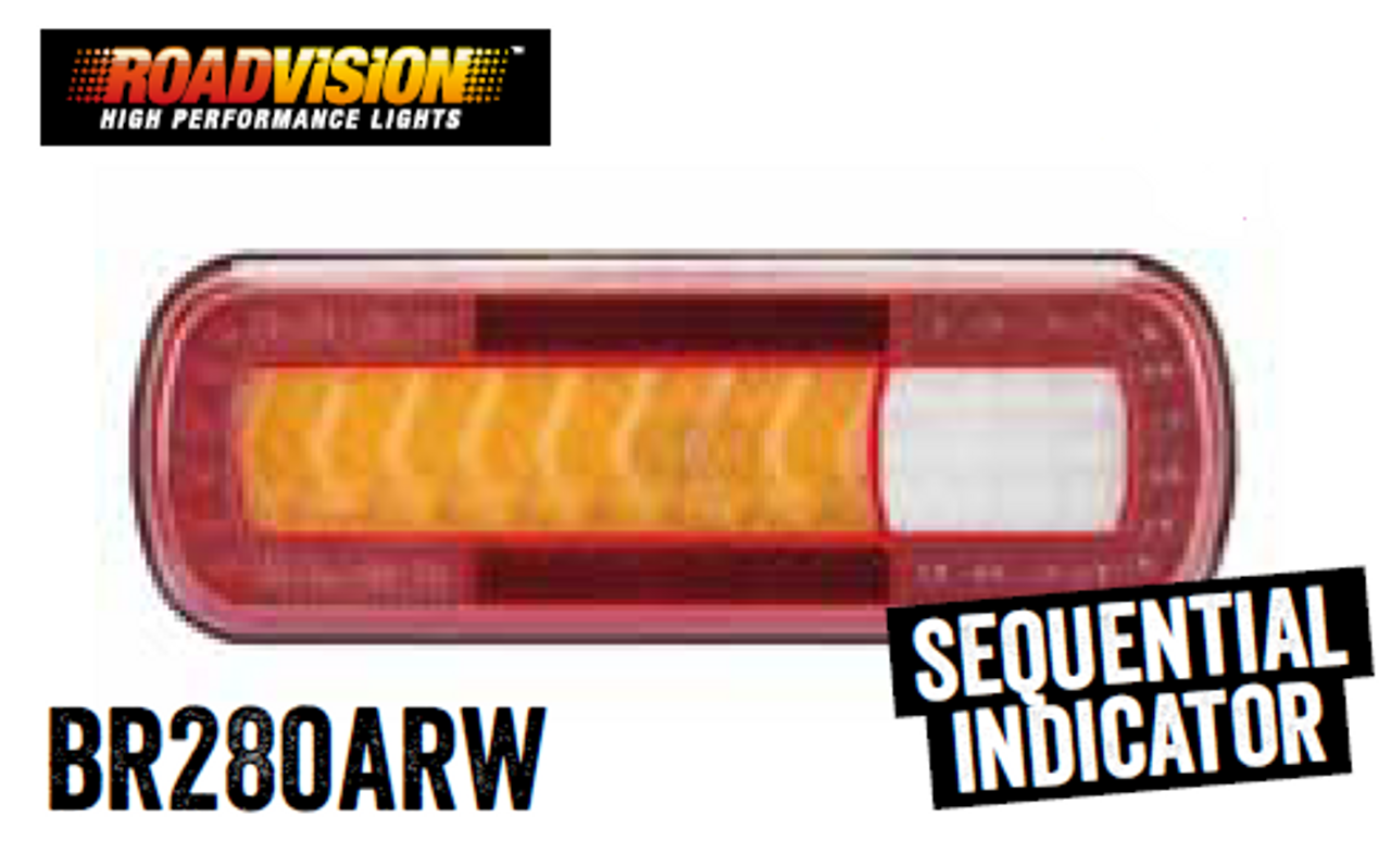 BR280ARW - Stop Tail Indicator Lamp with Sequential Indicator Function Multi-volt Single Pack. RV Ultimate LED.