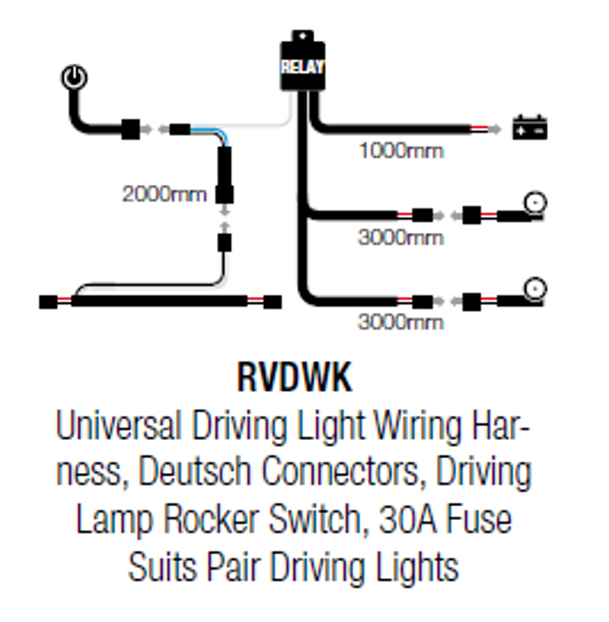 Complete wiring loom system for H4 and HB3 lights to plug and play. Driving light wiring loom with relay. 12v & 24v DC systems. Twin outlet to your lights. RV. Ultimate LED. 
