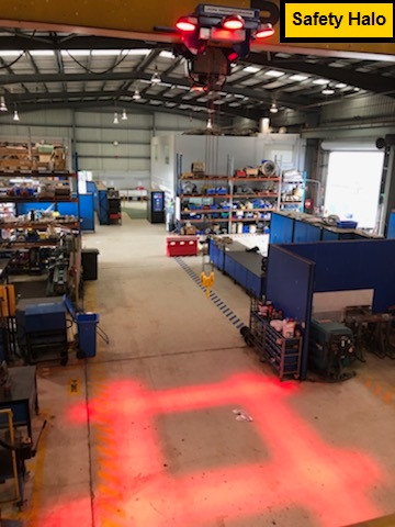 Overhead Crane Awareness Warning Movement System Blue Spot or Line Beam