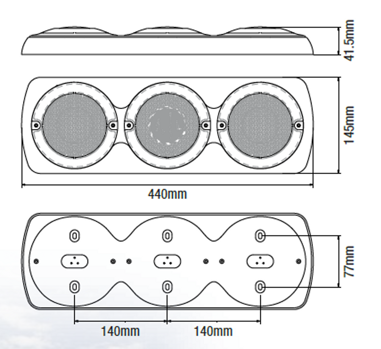 BR170 Series Mounting Base Dimensions: 440 x 145 x 42mm