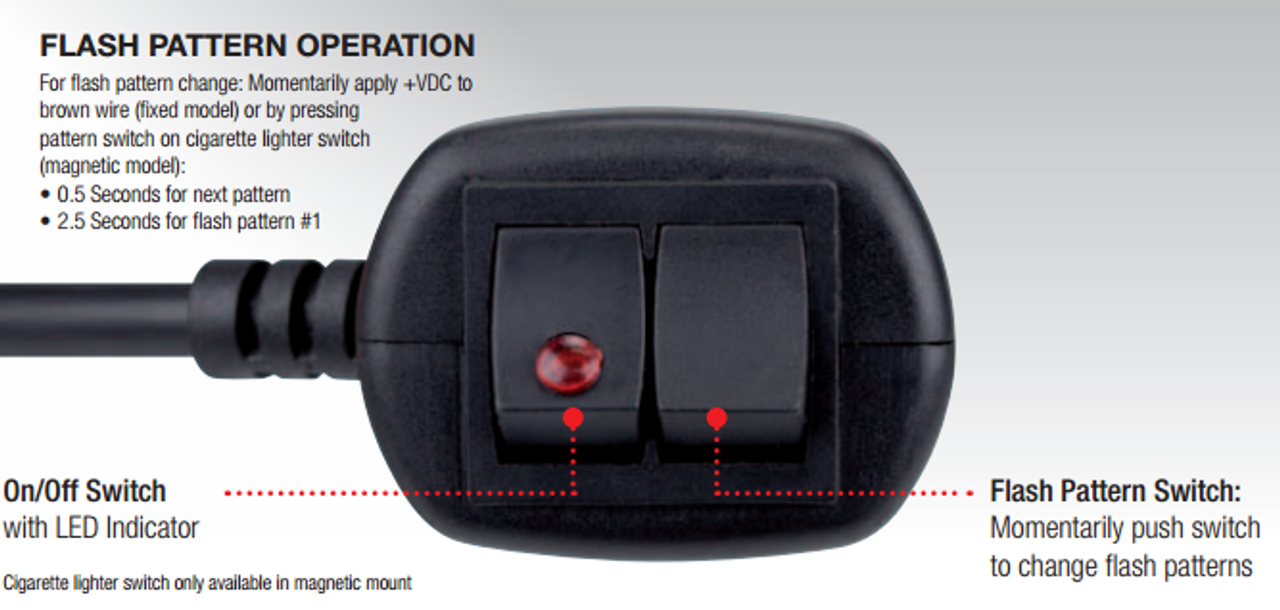 Switch System for the Magnetic Mount Light - RB132B - Mini Profile, Blue Safety Rotation and Strobe Beacon. Fixed Mount.  Mini Revolver, 15 watts RB132B.  RV. Ultimate LED. 