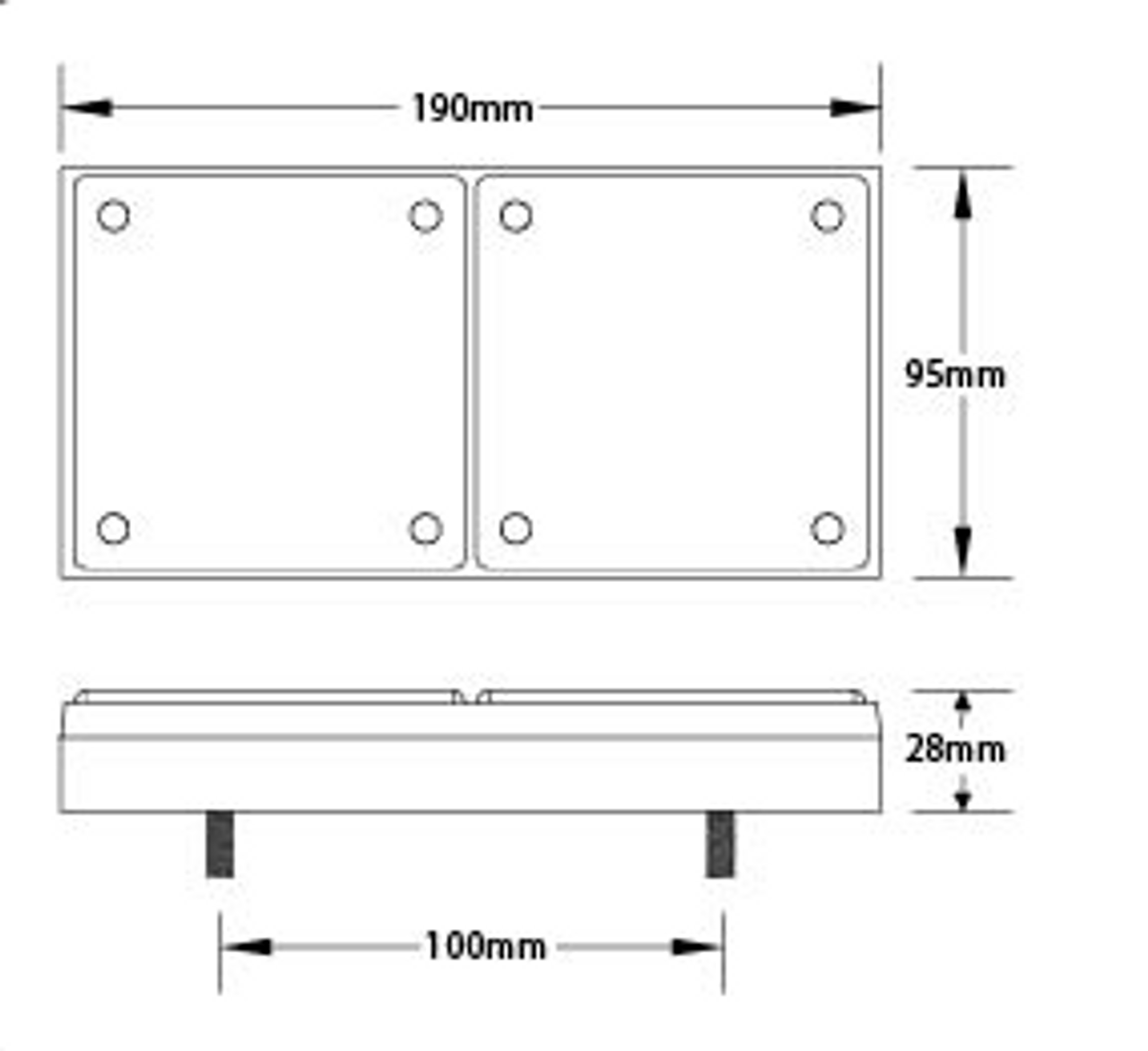 Line Drawing - 280ARM - Stop Tail Indicator Light Multi-Volt 12v & 24 Volt DC Systems. Caravan Friendly. Red and Amber Lens & Red and Amber LED. Single Pack. LED Auto Lamps. Ultimate LED.