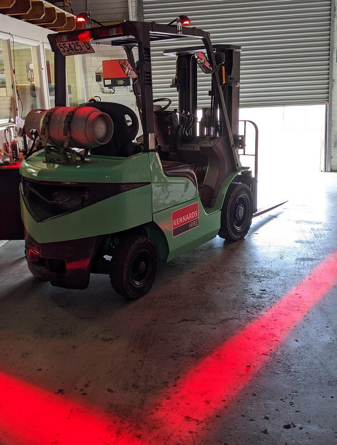 4B. Red Danger Zone Area Warning Light. Warehouse Pedestrian Workplace