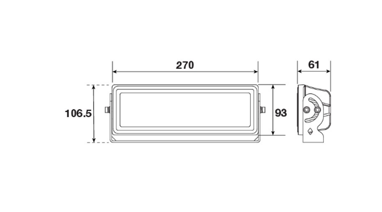 Line Drawing - WL0870 - Flood (Spread) Beam Worklight Rectangle 70 Watt Multi-Volt, Jaylec. Ultimate LED.