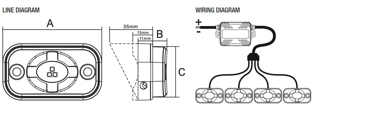 Line Drawing and Wiring Diagram - RRGB4RLK - LED Rock Light Kit. Multi-volt. RoadVision. Ultimate LED.