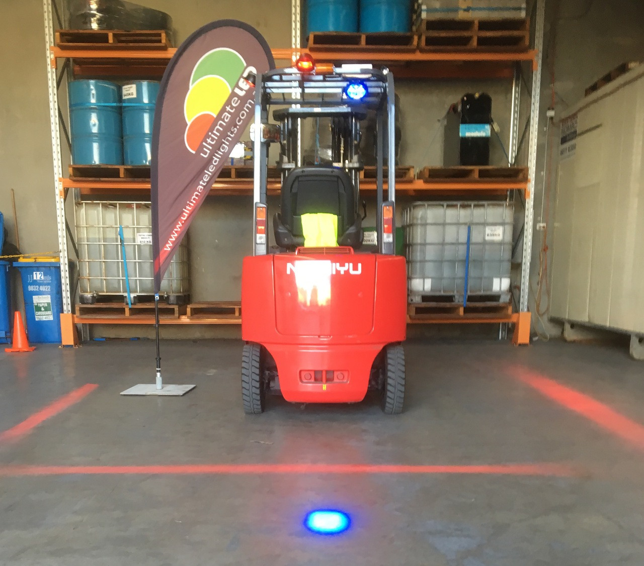 Forklift Workplace Safety Halo System. Create a Safety Halo around your Forklift. Red Zone Danger Area, Warning Safety Warehouse light. Create a NO Go Zone. Ultimate LED.