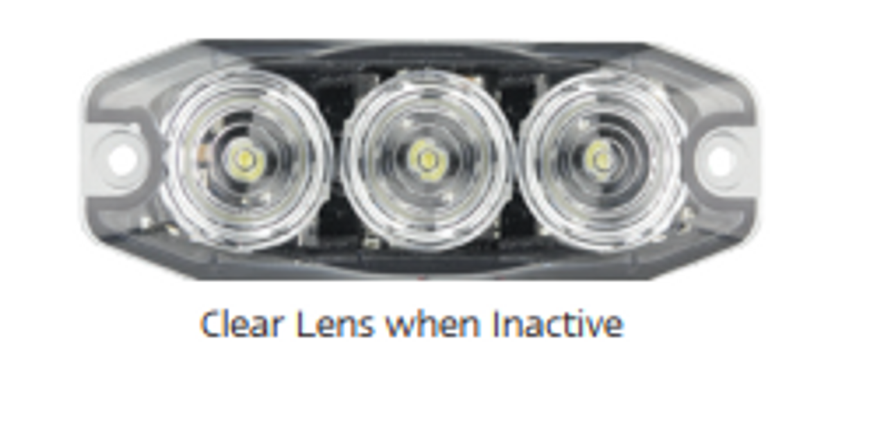 Off Position - 120033RM - LED Strobe Module Lamp Red. 11 Strobe Patterns Multi-Volt 12v & 24 Volt 3M Tape or Screw On Fitting. Single Pack Clear Housing Clear Lens & Red LED's Super Slim Line Light Go Stealth. Autolamps. Ultimate LED. 