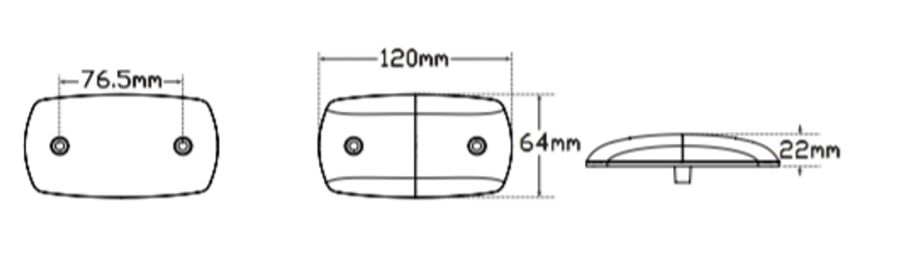 Large Side Marker LED Light. Amber & Red. Caravan Friendly. Single Pack Black Base Coloured Lens. 12 & 24 Volt DC. LED Auto Lamps. 69ARM.