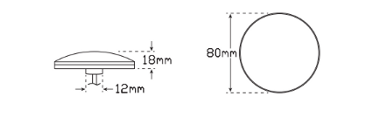 Line Drawing - 82CARW - Combination Tail Light. Small Tray & Truck Series Light. Chrome Housing. Clear Lens. Stop, Tail, Indicator & Reverse Lights. 12v Only. Autolamp. Ultimate LED.