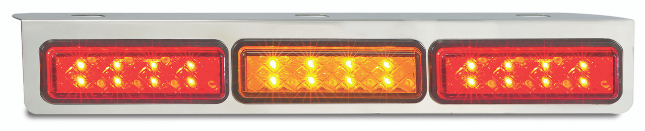 135CARRM  - Combination Tail Light. Small Tray & Truck Series Light. Stop, Tail, Indicator Lights. With Chrome 90 degree Mounting Bracket. Multi-Volt 12v & 24v. Autolamps. Ultimate LED. 