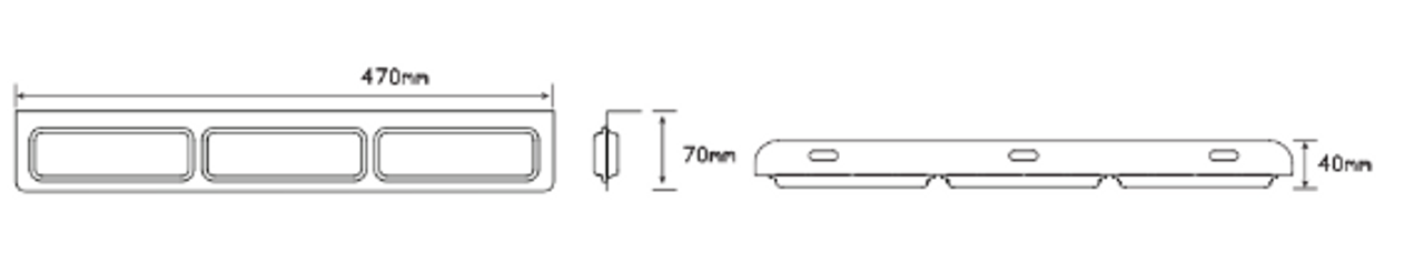 Line Drawing - 135CARRM  - Combination Tail Light. Small Tray & Truck Series Light. Stop, Tail, Indicator Lights. With Chrome 90 degree Mounting Bracket. Multi-Volt 12v & 24v. Autolamps. Ultimate LED. 