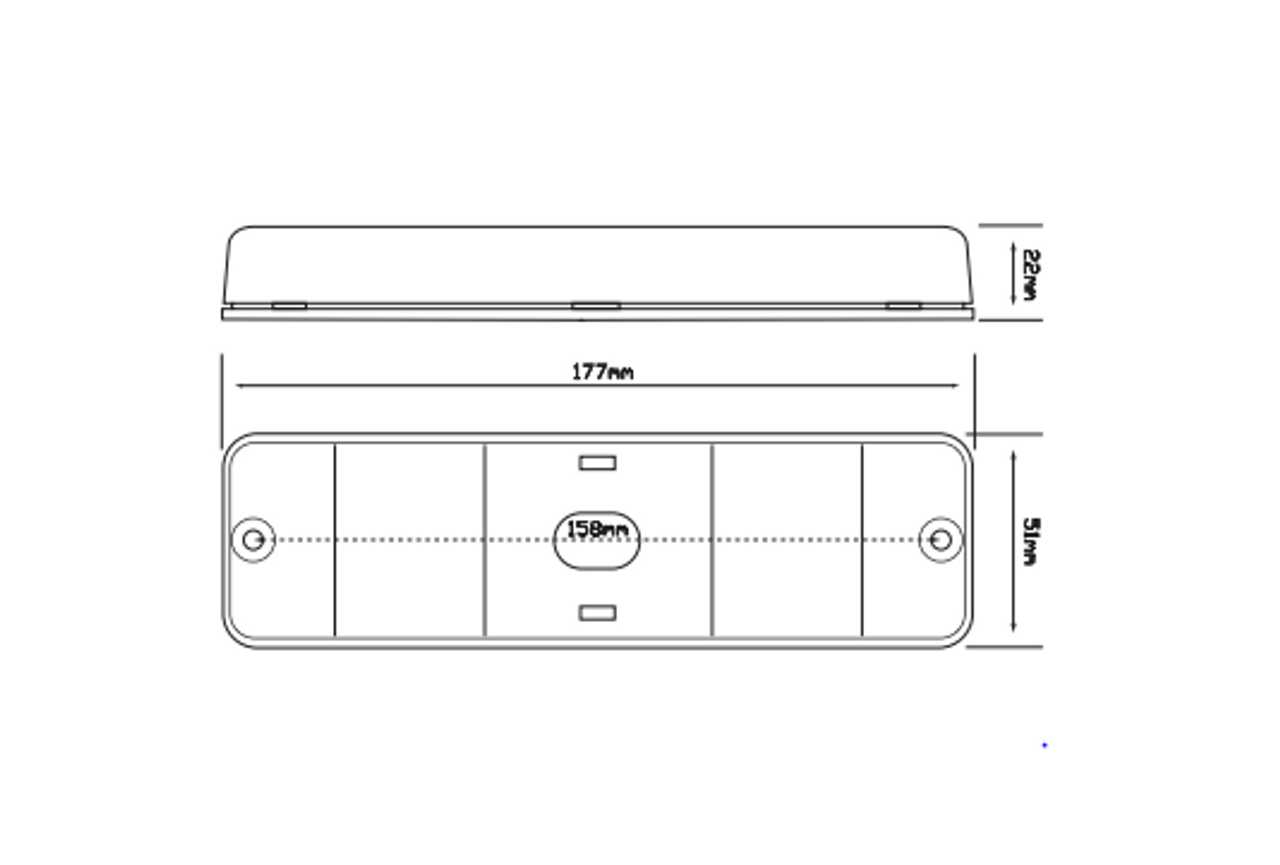 Line Drawing - 175A2 - Front Direction Indicator. Low Profile Design. Bracket Mount Clip In Lens. Shock, Dust and Waterproof. Twin Pack. 12v Only. Coloured Lens. Autolamps. Ultimate LED. 