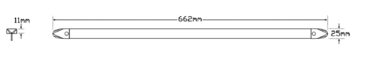 Line Drawing - 2460BMB - Interior Strip Mount Light. High Brightness LEDs. Non Switch. Low Profile. Surface Mount. Cool White. 1 Year Warranty. Autolamp. Ultimate LED. 