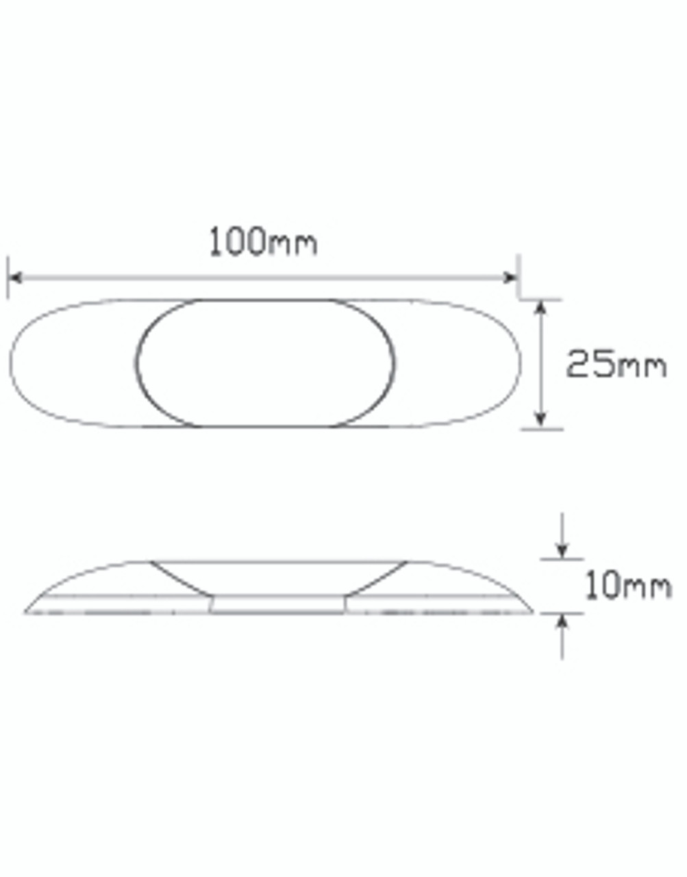 Line Drawing - 68B - Blue Coloured Lamp. Courtesy Coloured Light. Surface Mount. Super Slimline Design. 12v Only. Autolamp. Ultimate LED.