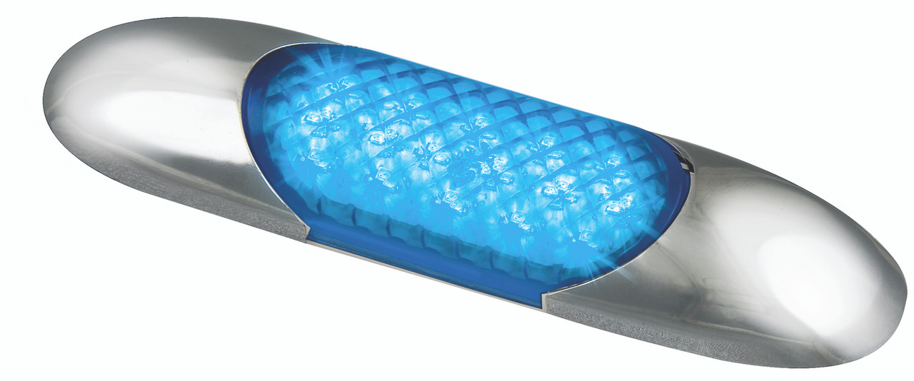 68B - Blue Coloured Lamp. Courtesy Coloured Light. Surface Mount. Super Slimline Design. 12v Only. Autolamp. Ultimate LED.