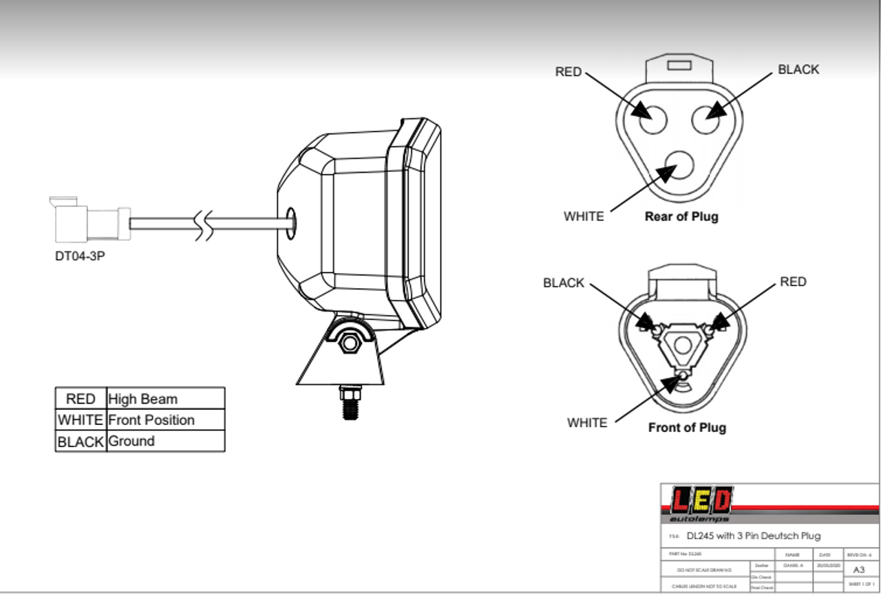 Line Drawing - DL245 - Oval Driving Lamp. Driving, Front Position Light. Road Approved. 5 Year Warranty. Twin Pack. Multi-Volt 12v & 24v. Autolamp. Ultimate LED.