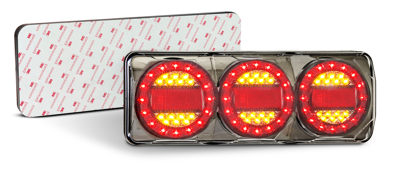 MAXILAMPC3XR3M - Modern and Stylish MAXILAMP 3. Modern Tail Light Assembly. Stop, Tail and Indicator with Reflector. 3m Tape Mounting. Multi-Volt 12v & 24v. Caravan Friendly. 7 Year Warranty. Autolamp.  Ultimate LED.