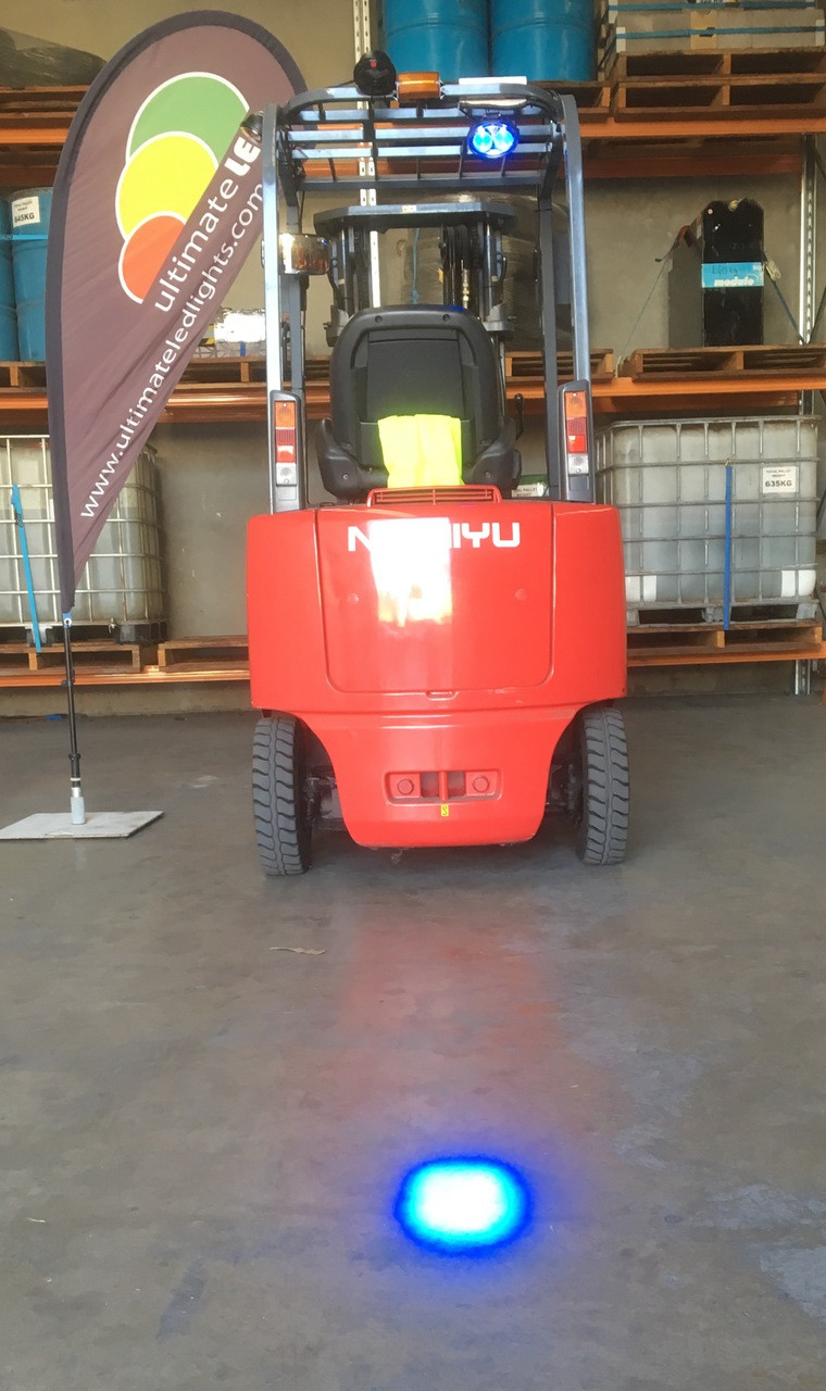 Blue Workplace Safety Halo Light. Machine Blue Spot Awareness Light