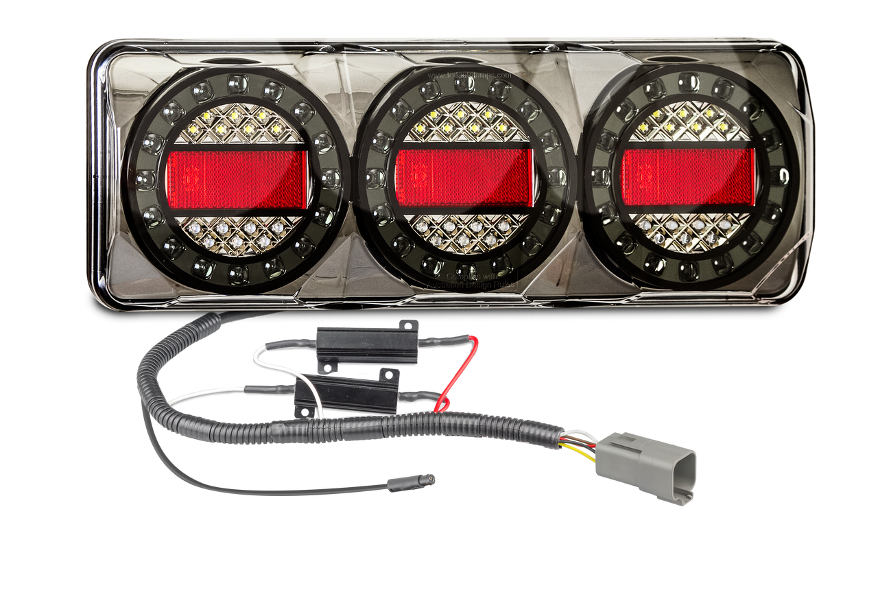 SOMAXI2LR/450B+PATCH-AMAROK5LR - Amarok LED Patch Cable System. Plug and Play. LED Upgrade. Designed for Trays. MAXI2LR Series Light. Stop, Tail, Indicator and Reverse. 12v Only. Lamp with Conversion Cable. Application to Suit Volkswagen Amarok. Autolamp. Ultimate LED. 