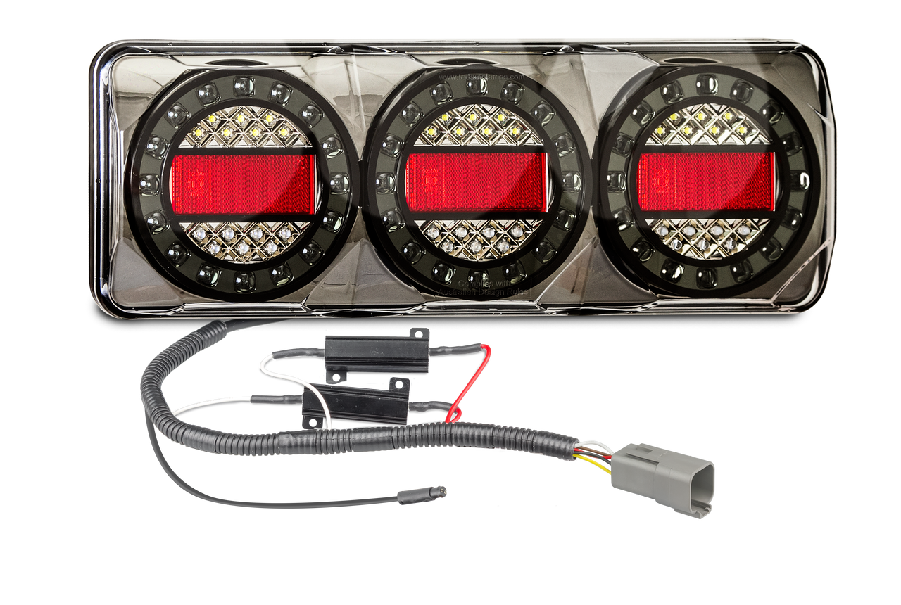 SOMAXI2LR/450B+PATCH-RAM1500 - RAM1500 LED Patch Cable System. Plug and Play. LED Upgrade. Designed for Trays. MAXI2LR Series Light. Stop, Tail, Indicator and Reverse. 12v Only. Lamp with Conversion Cable. Application to Suit Dodge RAM1500. Autolamp. Ultimate LED.