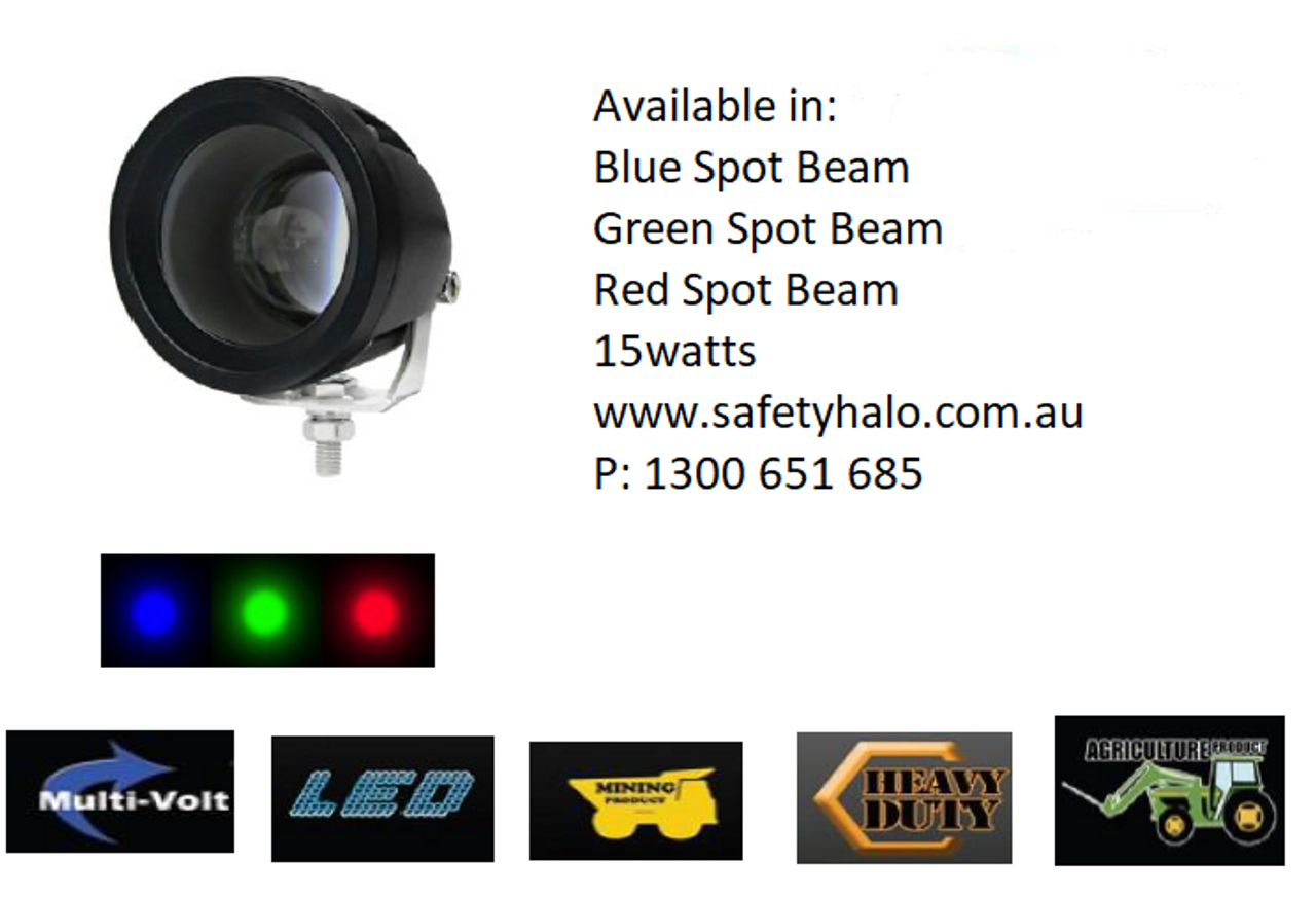 Red Workplace Red Awareness Beam, Safety Light LED Spot Beam 8 Degree P/N: FLRS-15 www.ultimateled.com.au 