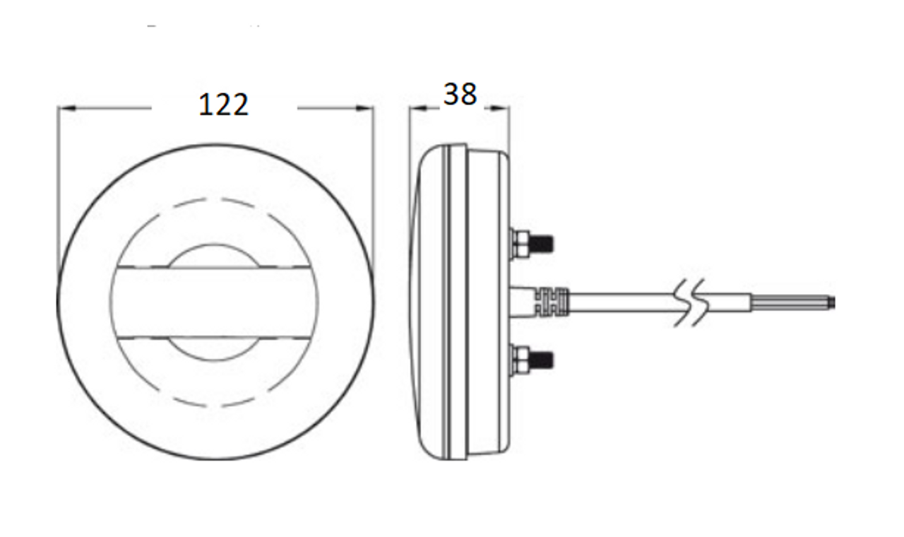 Stop Tail Light with Reflector. Round Tail Light. Surface Mount. Glow Tail Light. Multi-Volt 10-30v. Roadvision. BR122RR.