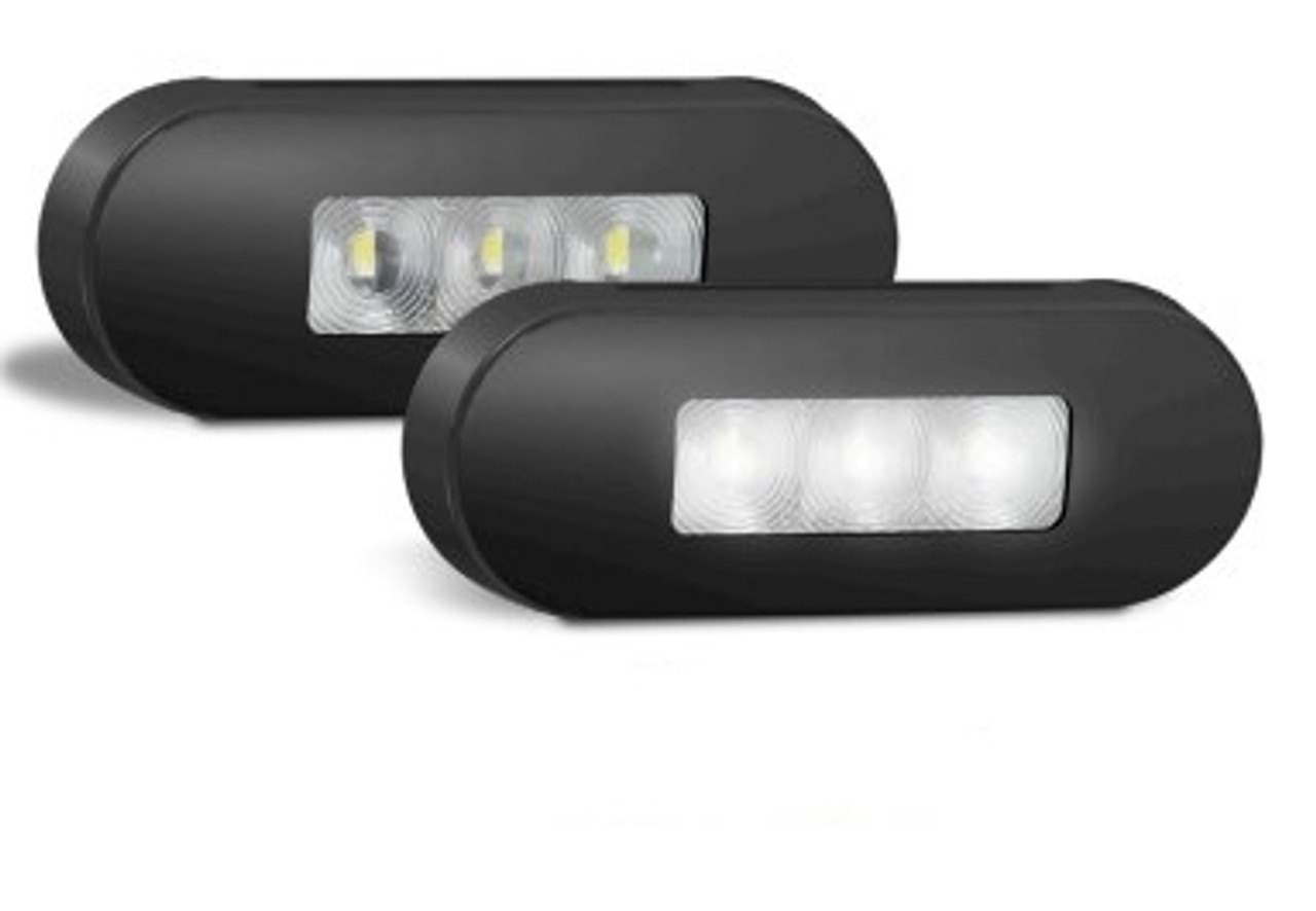 86BWM - Front End Outline Clear Lens & White LED Marker Light Multi-Volt 12v & 24v Blister Single Pack Black Surrounding. Autolamp. Ultimate LED. 