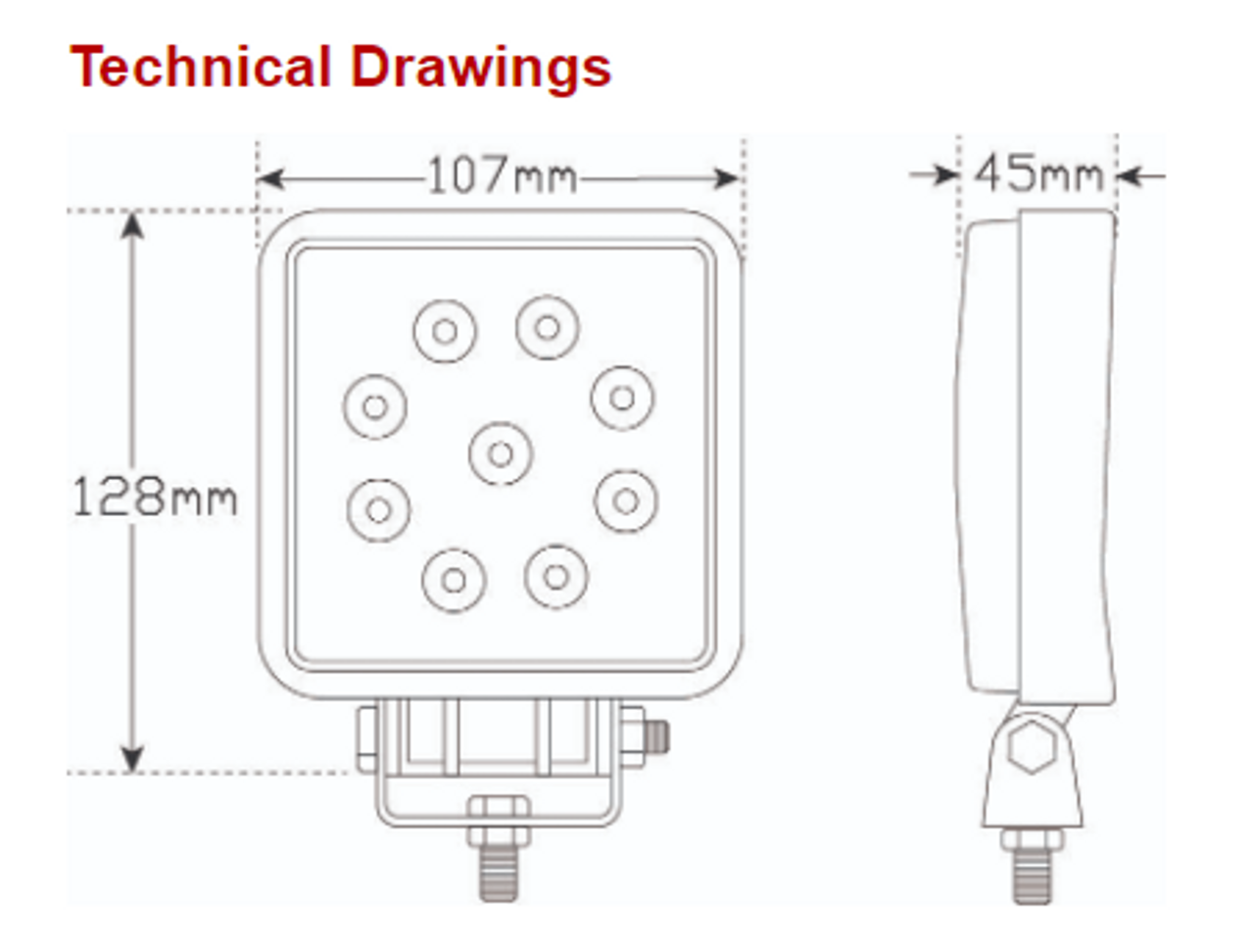 27watt LED Flood Light Line drawing