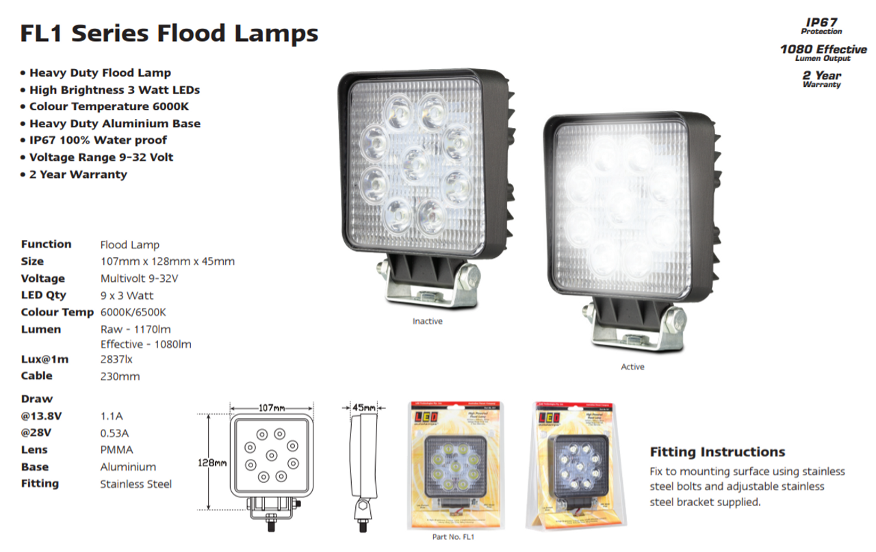 27watt LED Flood Light Spec Sheet