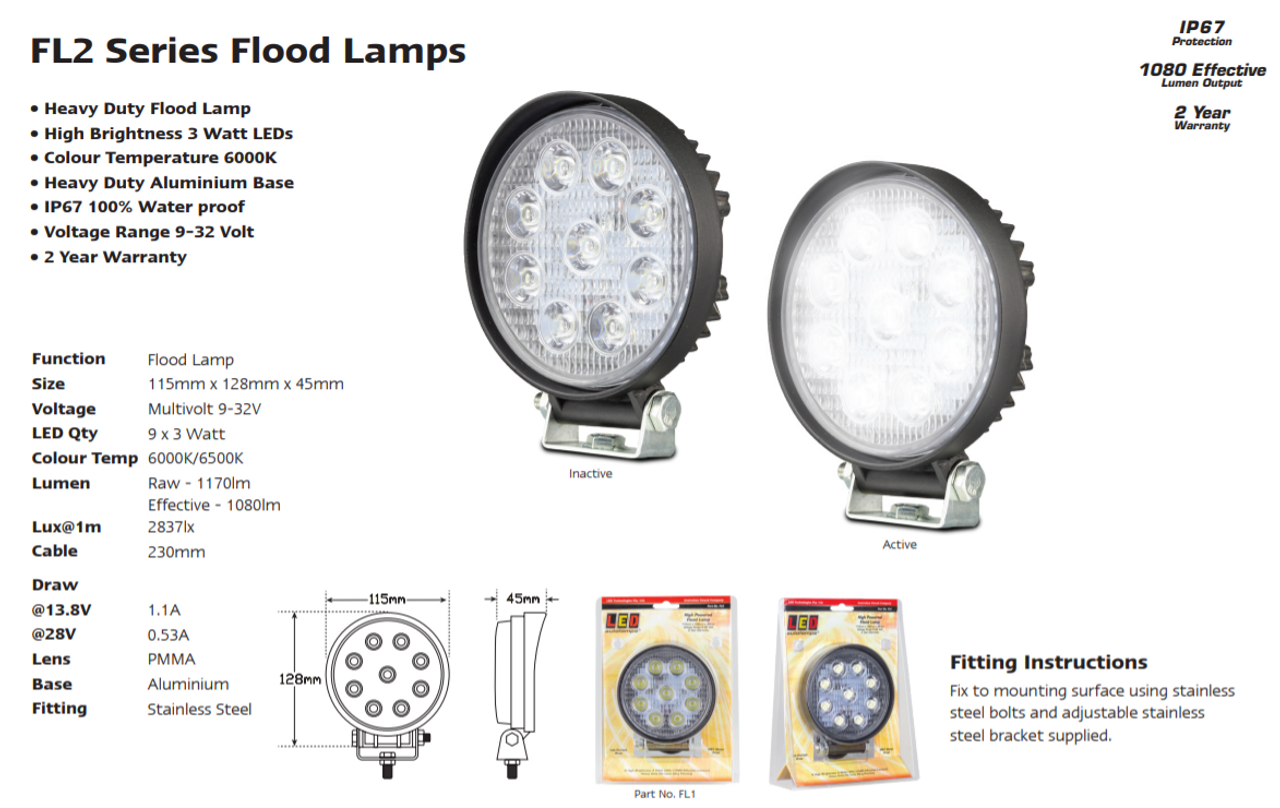 27watt LED Flood Light Spec Sheet