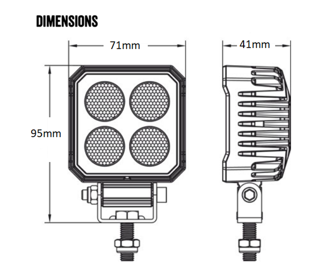 Roadvision Small Compact and Bright Square Flood Light with Modern Technologies. Square Housing Flood Beam 10 to 30 v DC. RWL9424SF