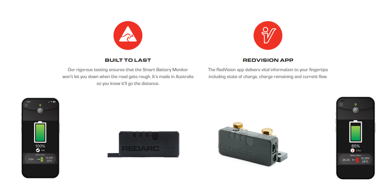 Smart Battery Monitor 500A Suits 12V Power Systems Bluetooth Via RedVision App. Keep an Eye on Your Electrical System and Stay in Control BSEN500