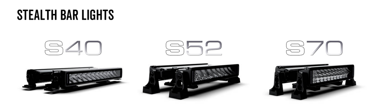 Stealth Light Bar 13 inch Flood Beam. Stealth Style and Look, Black Housing and Smoked Lens, S40 Series 10 to 30v DC 3218lm Thermal Management System. 7 Year Warranty.
